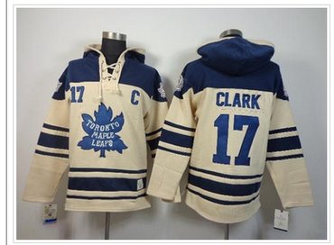 Toronto Maple Leafs #17 Wendel Clark Cream Sawyer Hooded Sweatshirt Stitched NHL Jersey