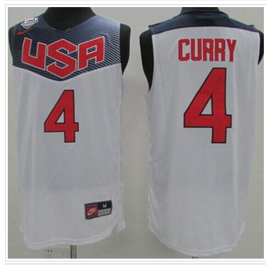 NEW 2014 Team USA #4 Stephen Curry White Stitched NBA Jersey