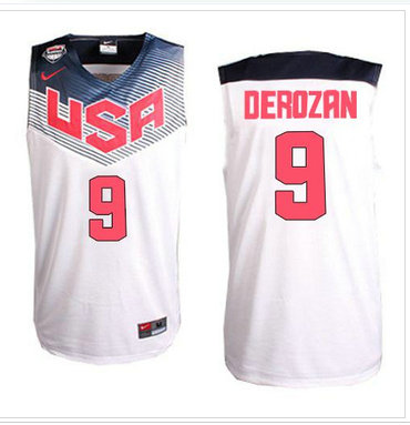 NEW 2014 Team USA #9 DeMar DeRozan White Stitched NBA Jersey