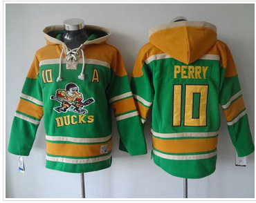 Anaheim Ducks #10 Corey Perry Green Sawyer Hooded Sweatshirt Stitched NHL Jersey