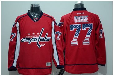 Washington Capitals #77 T.J Oshie Red USA Flag Fashion Stitched NHL Jersey