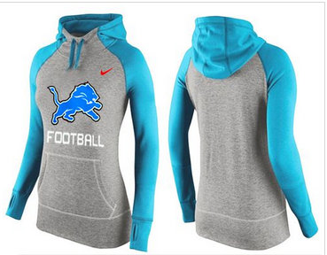 Women Nike Detroit Lions Performance Hoodie Grey & Light Blue Women Nike Detroit Lions Performance Hoodie Grey & Light Blue