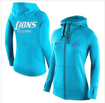 Women Nike Detroit Lions Full-Zip Performance Hoodie Light Blue Women Nike Detroit Lions Full-Zip Performance Hoodie Light Blue