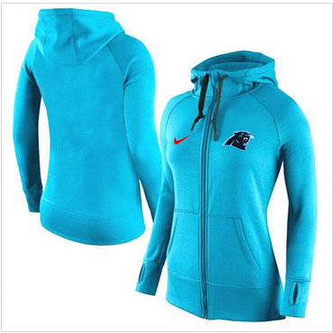 Women Nike Carolina Panthers Full-Zip Performance Hoodie Light Blue