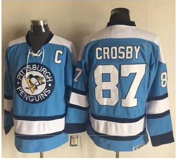 Pittsburgh Penguins #87 Sidney Crosby Blue Alternate CCM Throwback Stitched NHL Jersey