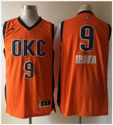 Oklahoma City Thunder #9 Serge Ibaka Orange Alternate Stitched NBA Jersey