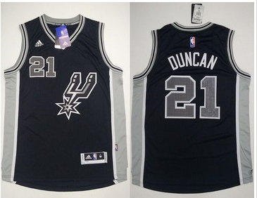 San Antonio Spurs #21 Tim Duncan Black New Road Stitched NBA Jersey