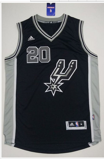 San Antonio Spurs #20 Manu Ginobili Black New Road Stitched NBA Jersey