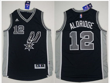 San Antonio Spurs #12 LaMarcus Aldridge Black New Road Stitched NBA Jersey
