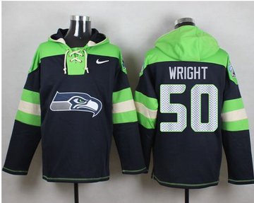 Nike Seattle Seahawks #50 K.J. Wright Steel Blue Player Pullover NFL Hoodie