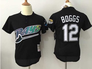Tampa Bay Rays#12 Boggs black Throwback Stitched mlb jerseys