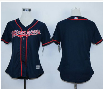 Women Minnesota Twins Blank Navy Blue Alternate Road Stitched Baseball Jersey