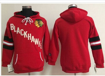 Chicago Blackhawks Blank Red Women's Old Time Heidi NHL Hoodie