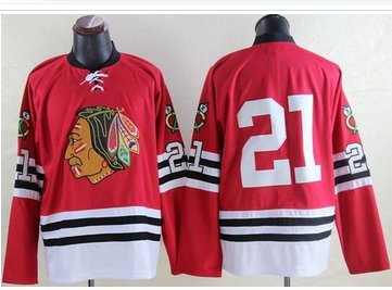 Mitchell And Ness 1960-61 Blackhawks #21 Stan Mikita Red Throwback Stitched NHL Jersey