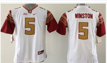 Youth NCAA Seminoles #5 Jameis Winston White Limited Stitched Jersey