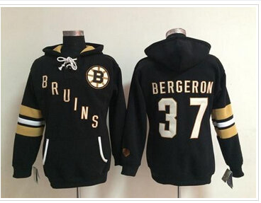 Women's Boston Bruins #37 Patrice Bergeron Black Old Time Heidi NHL Hoodie