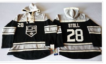 Los Angeles Kings #28 Jarret Stoll Black Sawyer Hooded Sweatshirt Stitched NHL Jersey