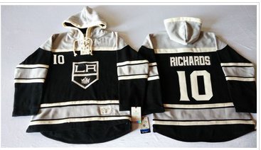 Los Angeles Kings #10 Mike Richards Black Sawyer Hooded Sweatshirt Stitched NHL Jersey
