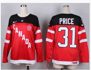 Women's Olympic CA. #31 Carey Price Red 100th Anniversary Stitched NHL Jersey
