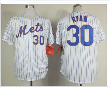 New York Mets #30 Nolan Ryan White(Blue Strip) Home Cool Base Stitched Baseball Jersey