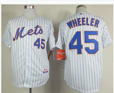 New York Mets #45 Zack Wheeler White(Blue Strip) Home Cool Base Stitched Baseball Jersey