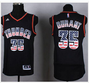 Oklahoma City Thunder #35 Kevin Durant Black USA Flag Fashion Stitched NBA Jersey