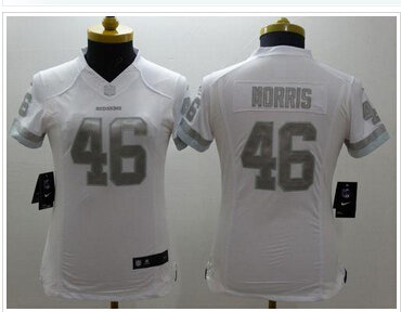 Women's New Redskins #46 Alfred Morris White Stitched NFL Limited Platinum Jersey