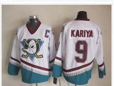 Anaheim Ducks #9 Paul Kariya White CCM Throwback Stitched NHL Jersey