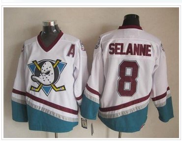 Anaheim Ducks #8 Teemu Selanne White CCM Throwback Stitched NHL Jersey