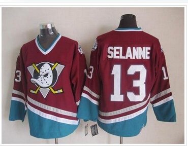 Anaheim Ducks #13 Teemu Selanne Red CCM Throwback Stitched NHL Jersey