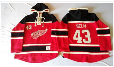 Detroit Red Wings #43 Darren Helm Red Sawyer Hooded Sweatshirt Stitched NHL Jersey