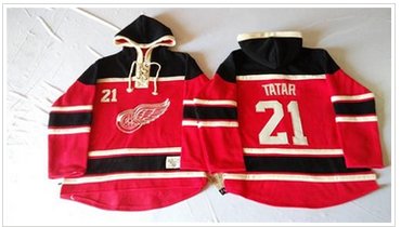 Detroit Red Wings #21 Tomas Tatar Red Sawyer Hooded Sweatshirt Stitched NHL Jersey