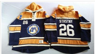 St.Louis Blues #26 Paul Stastny Navy Blue Gold Sawyer Hooded Sweatshirt Stitched NHL Jersey St.Louis Blues #26 Paul Stastny Navy Blue Gold Sawyer Hooded Sweatshirt Stitched NHL Jersey