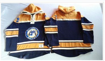 St.Louis Blues Blank Navy Blue Gold Sawyer Hooded Sweatshirt Stitched NHL Jersey