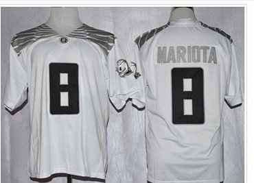 Oregon Ducks #8 Marcus Mariota White Diamond Quest Stitched NCAA Jersey