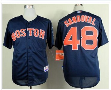 Boston Red Sox #48 Pablo Sandoval Dark Blue Cool Base Baseball Jersey