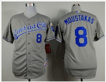 Kansas City Royals #8 Mike Moustakas Grey Cool Base Baseball Jersey