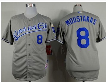 Kansas City Royals #8 Mike Moustakas Grey Cool Base Baseball Jersey
