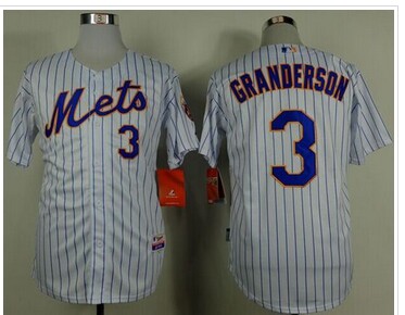 New York Mets #3 Curtis Granderson White(Blue Strip) Home Cool Base Baseball Jersey
