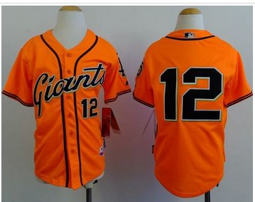 Youth Baseball Giants #12 Joe Panik Orange Alternate Stitched Jersey