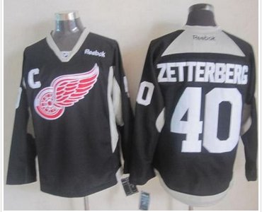 Detroit Red Wings #40 Henrik Zetterberg Black Practice Stitched NHL Jersey