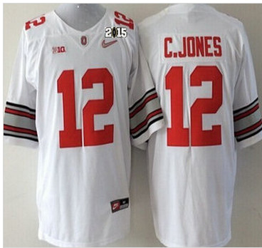 Ohio State Buckeyes Jersey 12 Cardale Jones 2015 Playoff Rose Bowl Special Event Diamond Quest White 2015 BCS Patch Jerseys