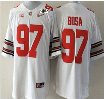 Ohio State Buckeyes Jersey 97 Joey Bosa 2015 Playoff Rose Bowl Special Event Diamond Quest White 2015 BCS Patch Jerseys