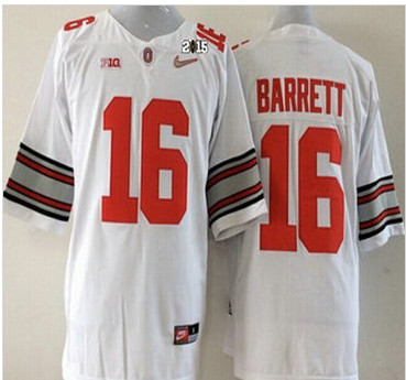 Ohio State Buckeyes Jersey 16 J.T. Barrett 2015 Playoff Rose Bowl Special Event Diamond Quest White 2015 BCS Patch Jerseys