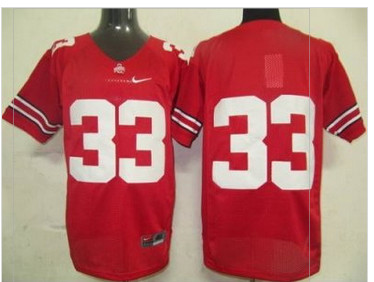 Buckeyes #33 Red Embroidered NCAA Jersey