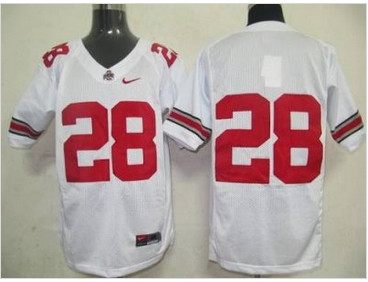 Buckeyes #28 White Embroidered NCAA Jersey Buckeyes #28 White Embroidered NCAA Jersey