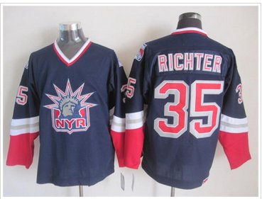 New York Rangers #35 Mike Dark Blue S titched NHL Jersey