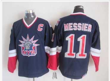New York Rangers #11 Messier Dark Blue S titched NHL Jersey
