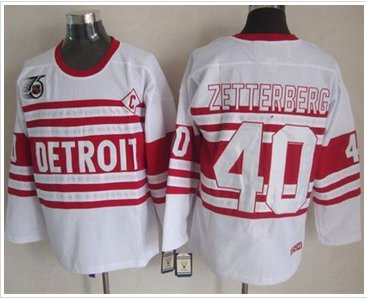 Detroit Red Wings #40 Henrik Zetterberg White 75TH CCM Stitched NHL Jersey