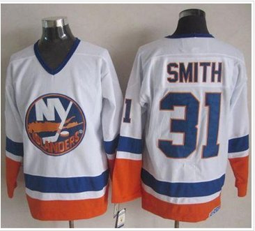 New York Islanders #31 Billy Smith White CCM Throwback Stitched NHL Jersey